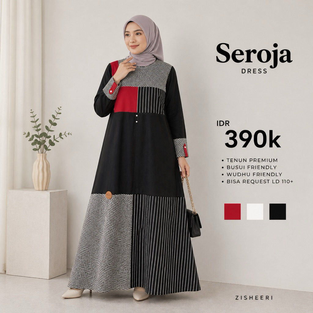 ZISHEERI GAMIS SEROJA REPRO Dress Wanita Syar'i
