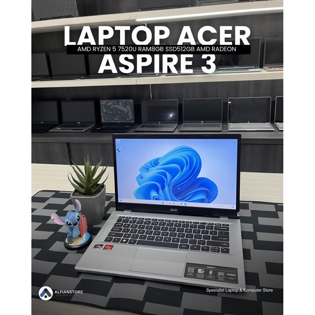 LAPTOP ACER ASPIRE 3 AMD RYZEN 5 7520U RAM8GB SSD512GB
