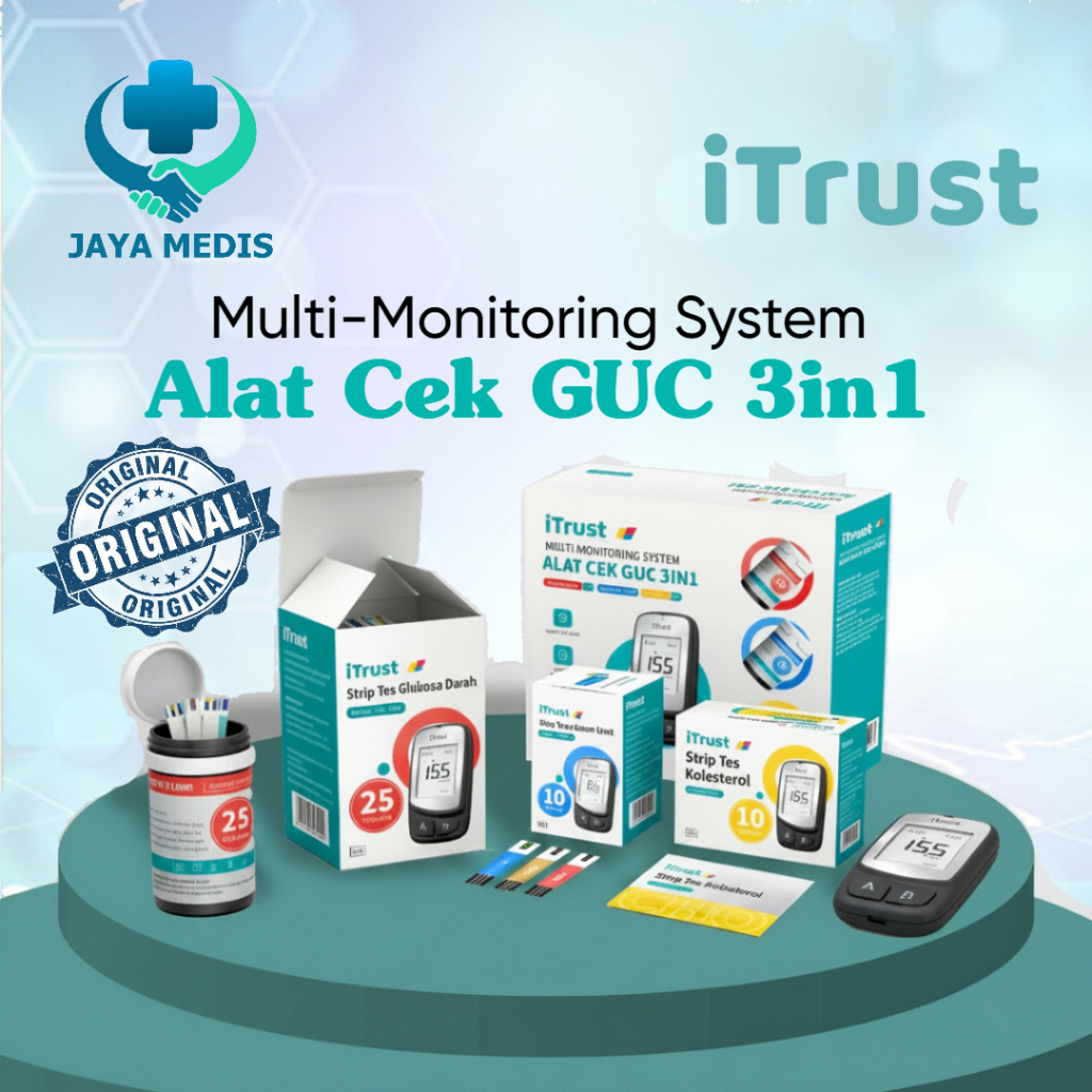 iTrust GUC-B01 Alat Cek Gula Darah Asam Urat Kolesterol 3in1 Lengkap Alat Tes Kesehatan Digital