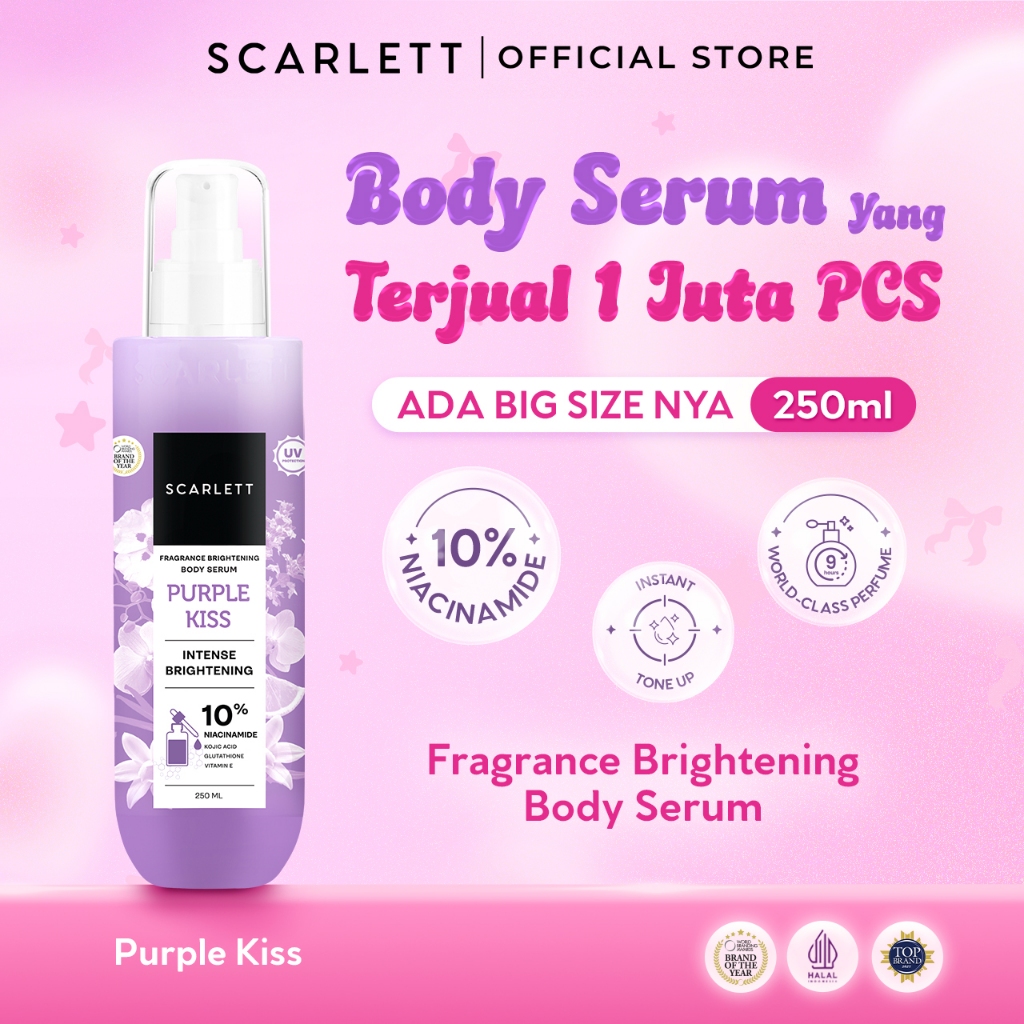 [NEW LAUNCH] BIG SIZE 10% Niacinamide Purple Kiss Fragrance Brightening Body Serum | Mencerahkan Kul