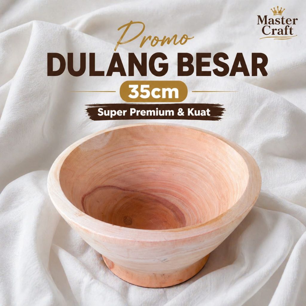 Dulang Kayu Premium Diameter 35cm Asli Handmade | Wadah Sajian Tradisional Estetik Tebal Kuat