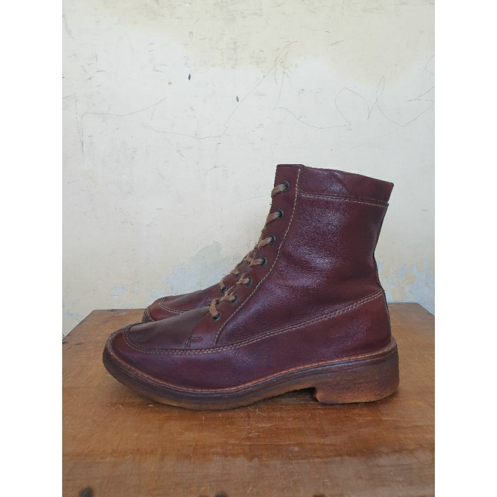 Sepatu Boots High Italy Leather Vintage Size 44