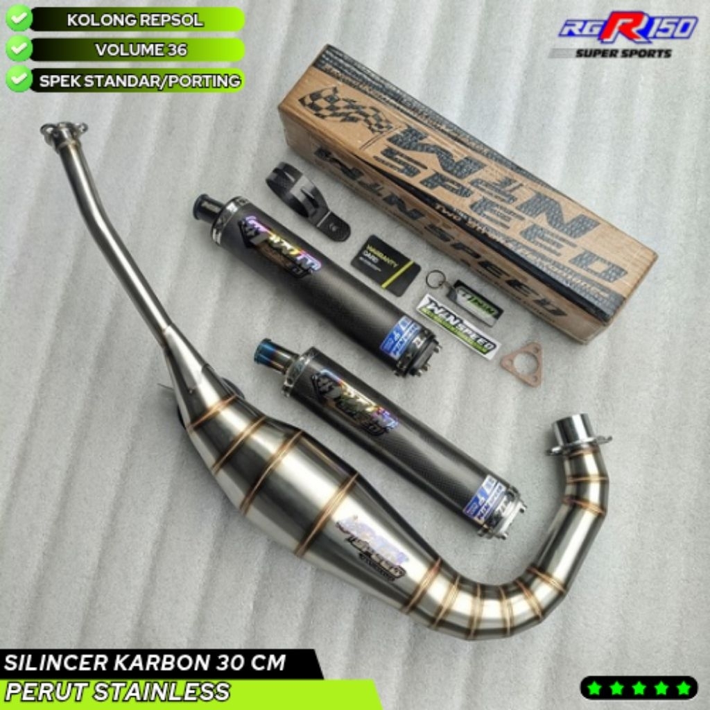 Knalpot Suzuki RGR Jumbo/Sprinter/Crystal TXR model Kolong Repsol Stainless Winspeed Performance