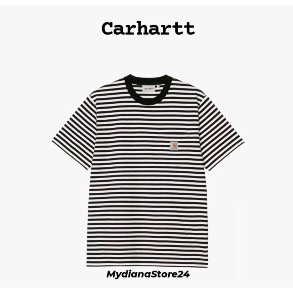CARHARTT - CARHARTT WIP S/S EZRA POCKET T-SHIRT - EZRA STRIPE/ BLACK / WAX
