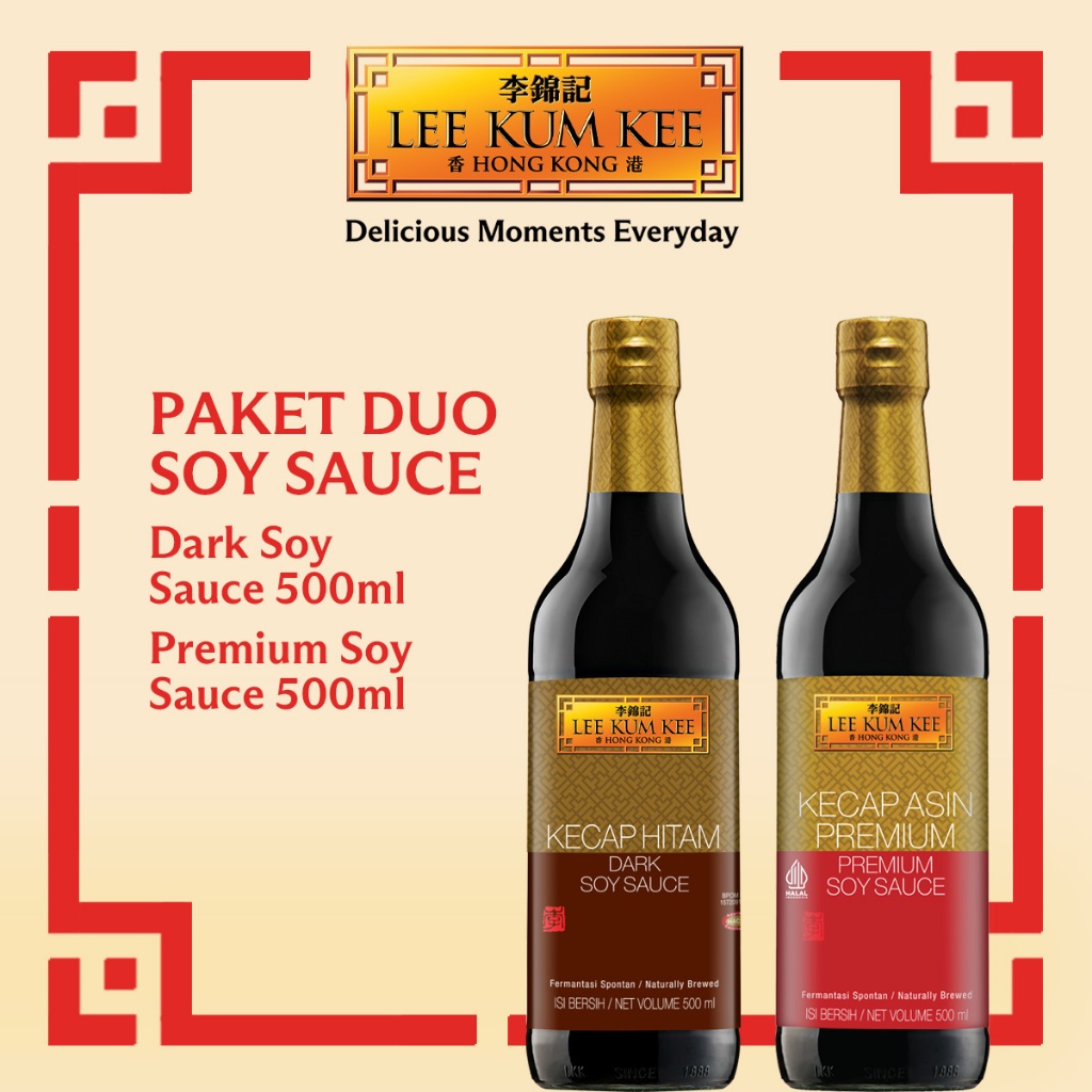 [Paket Duo Soy Sauce] - LEE KUM KEE Dark Soy Sauce 500ml + Premium Soy Sauce 500ml