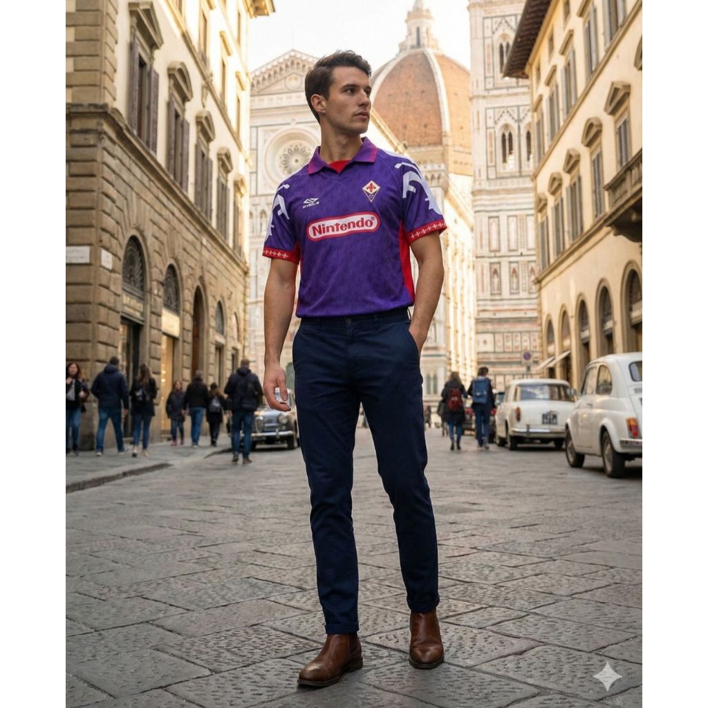 Jersey Retro Fantasy Home Fiorentina Viola Classic Vintage Casual