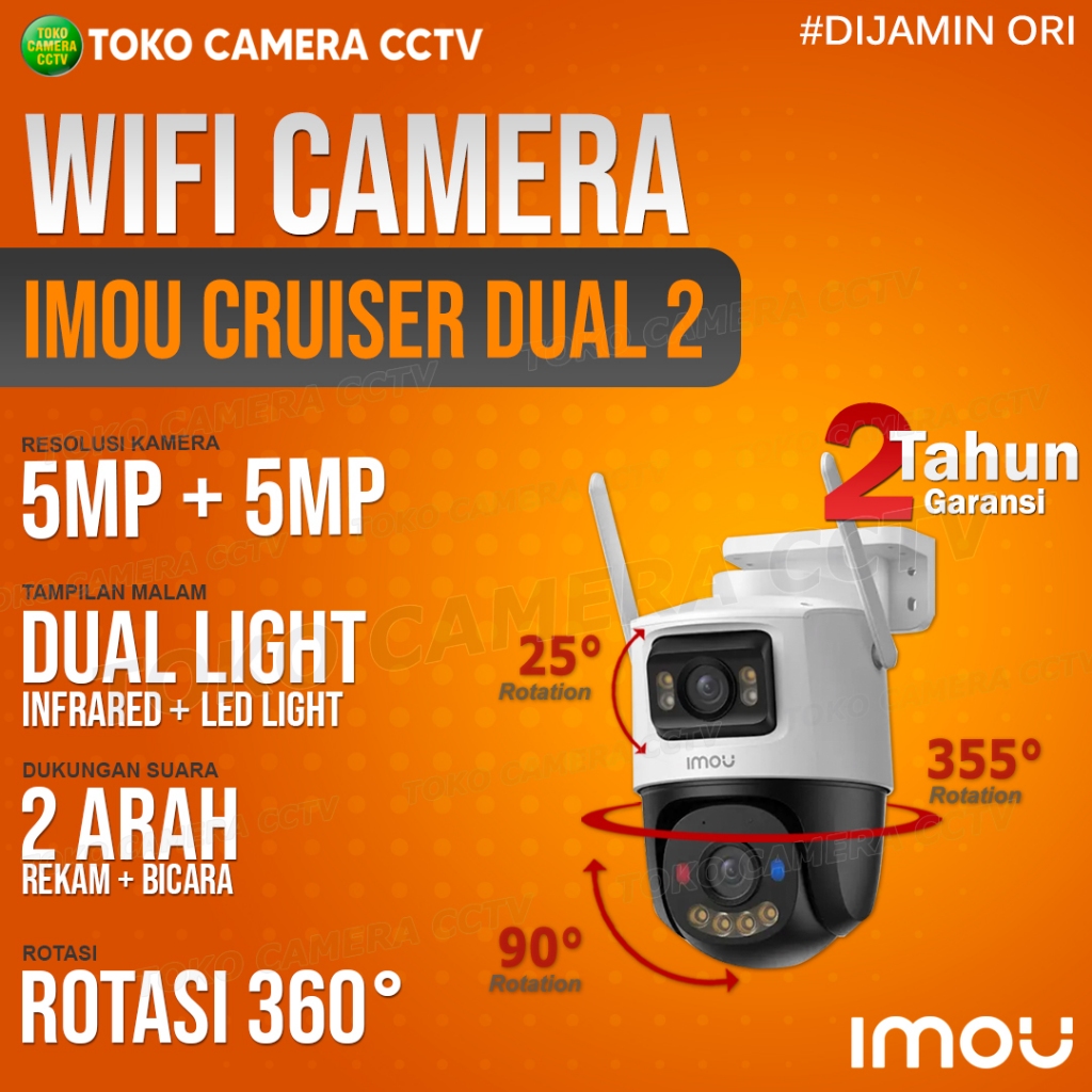 CCTV WIFI OUTDOOR PTZ DUAL LENS IMOU CRUISER DUAL 10MP KAMERA CCTV PINTAR BERSUARA BERWARNA