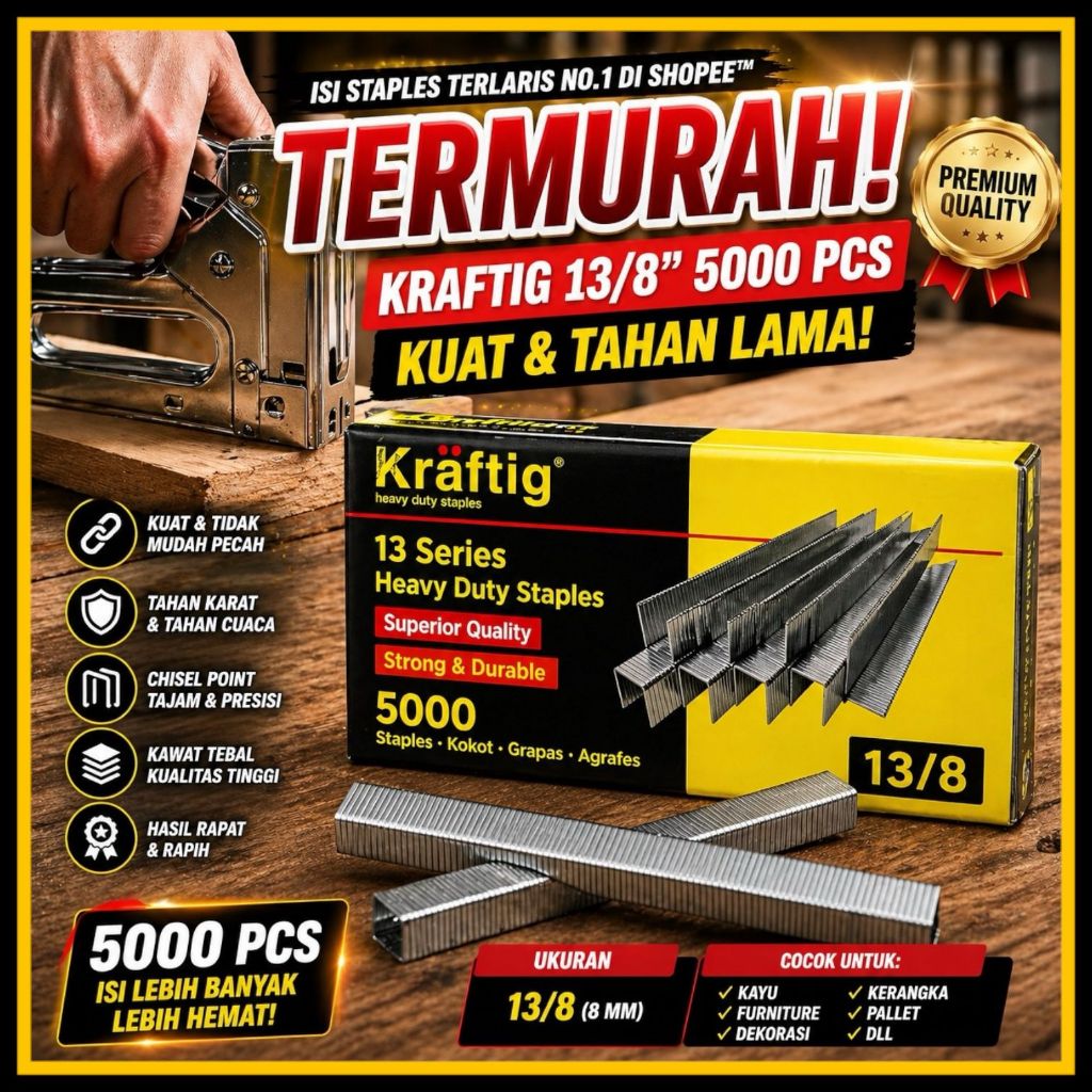 Isi Staples Manual Staples Tembak KRAFTIG 13/8mm 8mm Original Jok Motor Jok Mobil Sofa Funiture Kayu
