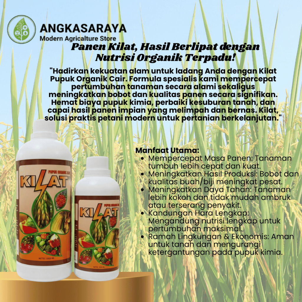 Pupuk Organik Cair KILAT 1 Liter & 500ml - Nutrisi Booster Padi Jagung Buah & Sawit Original