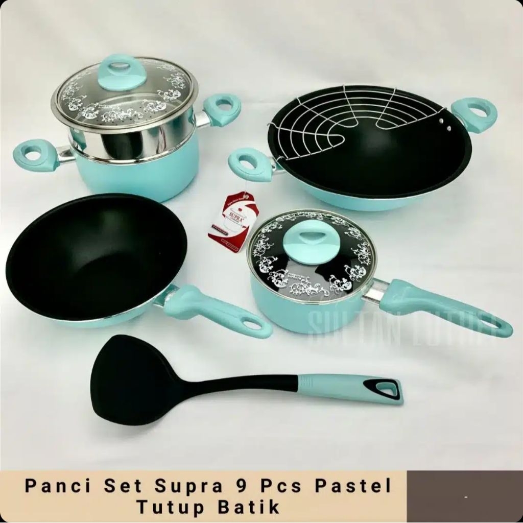 Panci Set Supra 9 Pcs Pastel Tutup Batik