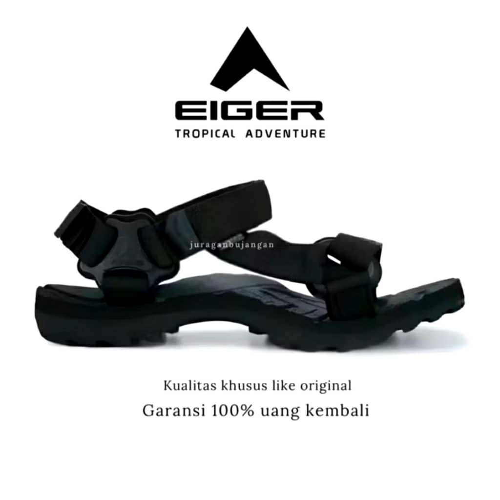 EIGER1997 - Sandal Gunung Pria Slop Rubber Original Pria Wanita Ukuran 39-43 Hitam