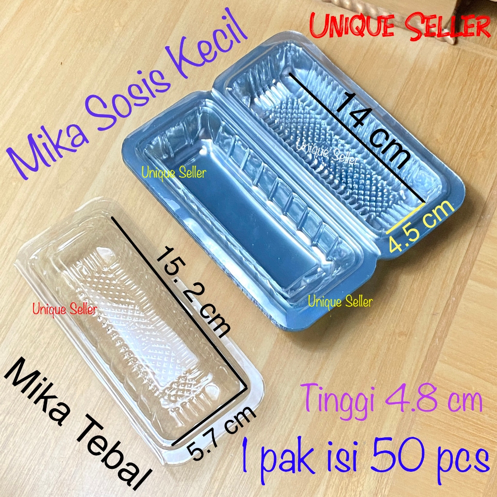 [Isi50] Mika Sosis Kecil PET Food Grade Tebal / Tray Mika Tempat Sosis Kecil Hotdog Corndog Sate Jag