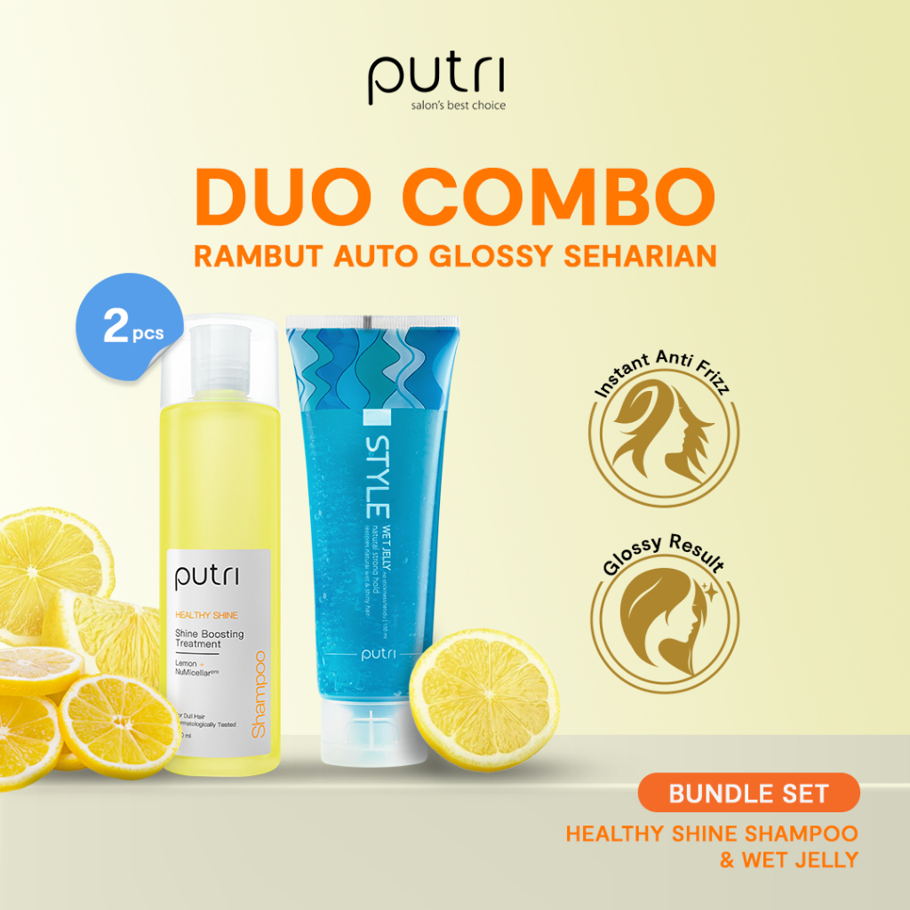 Putri Scalp and Style Package Shampoo 200mL x 2pcs & Wet Jelly 100mL | Hair Care Anti Rontok, Kusam,