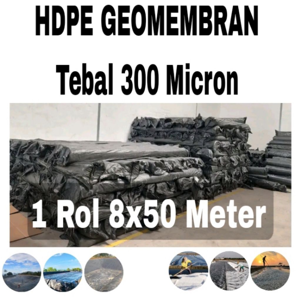 1 Roll Hdpe Geomembran ukuran 8x50 Meter tebal 300 micron ( Terpal Tambak & kolam ikan )