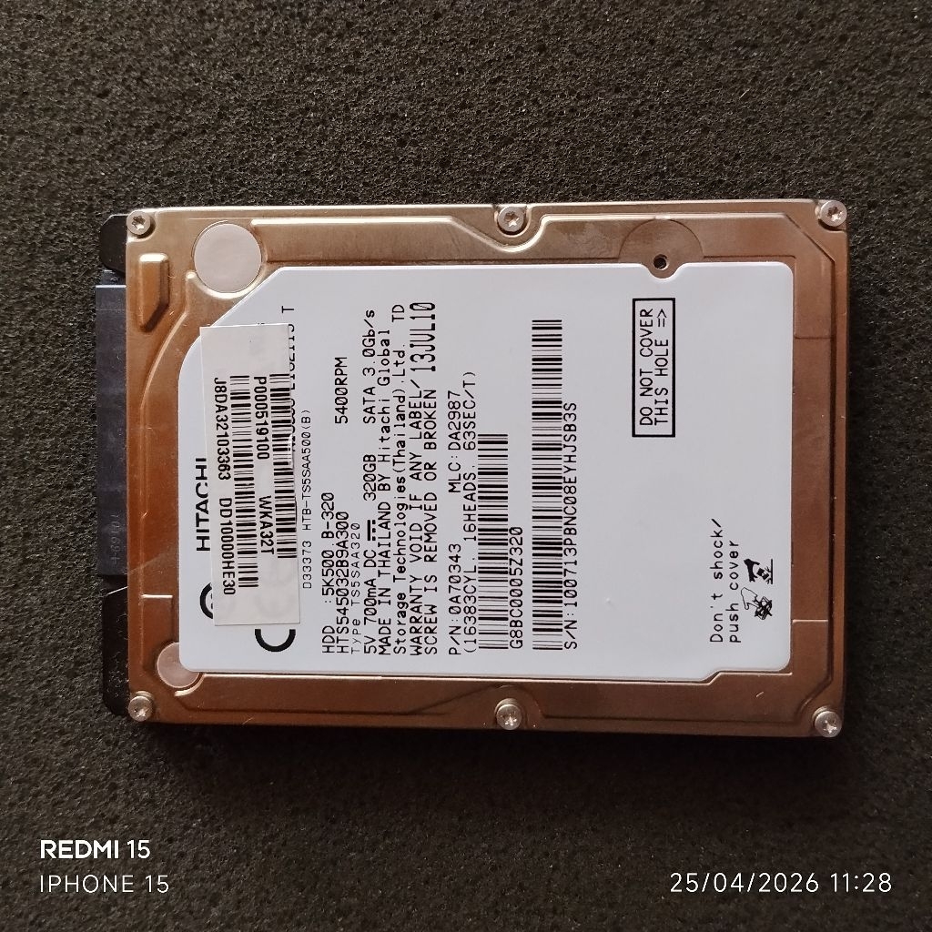 HDD TOSHIBA 320GB SATA 2.5INCH  SLIM LAPTOP SENTINEL 98% NORMAL ISI WINDOWS 7 SECOND