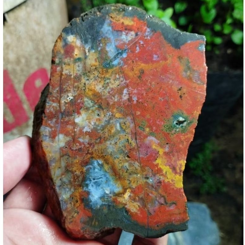 suiseki batu alam bahan batu akik lempengan panca warna kembang motif super natural istimewa sesuai 