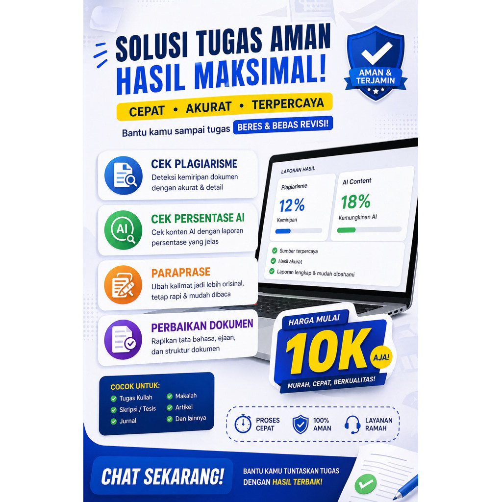 Jasa Cek AI & Turnitin + Perbaikan Dokumen | Skripsi, Jurnal, Makalah Cepat & Aman be