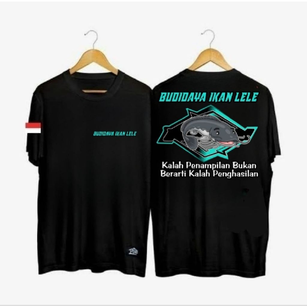 KAOS LENGAN PENDEK, BUDIDAYA IKAN LELE, WARNA TULISAN BIRU LANGIT