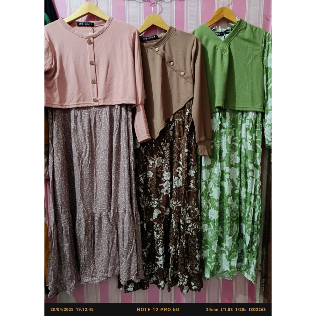Dress rompi knit mix Rayon/gamis