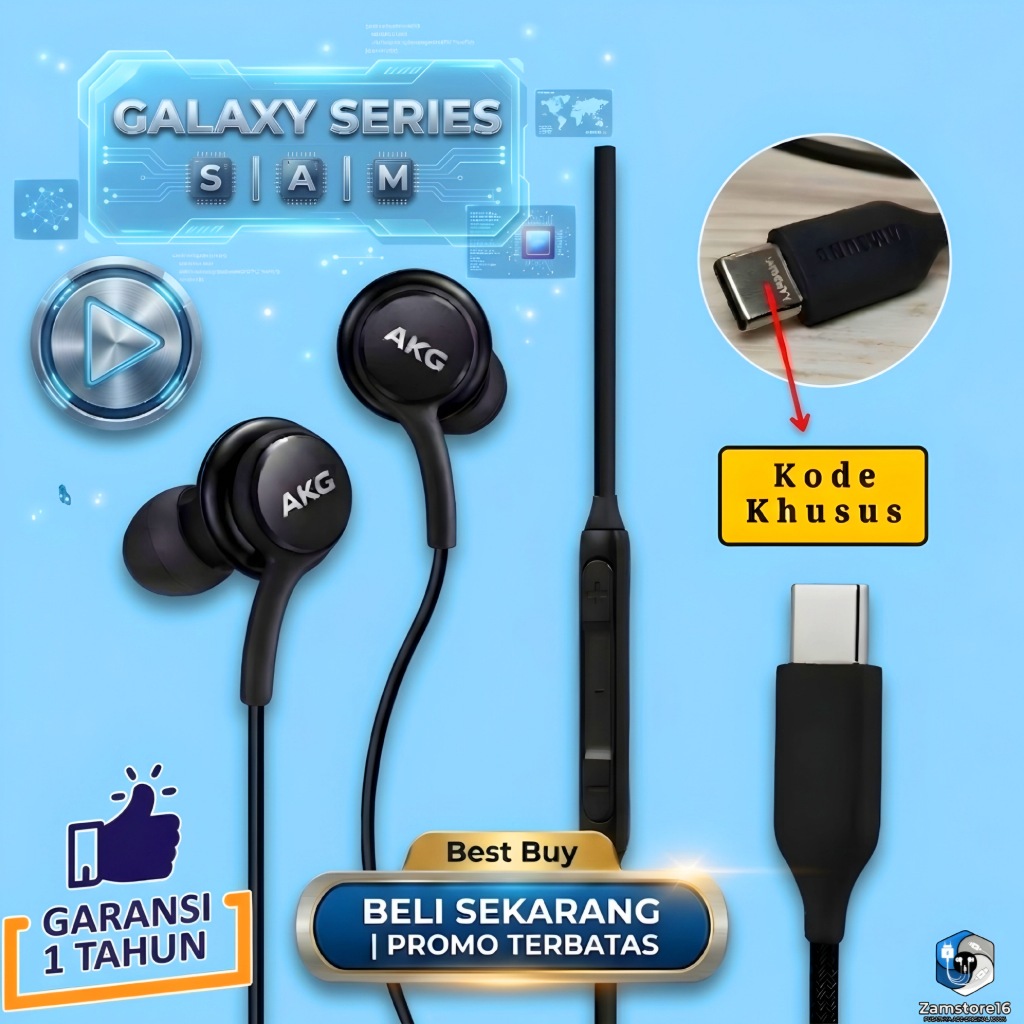 [ ASLI ] HF Headset Samsung A54 5G A55 5G Earphone Ori AKG Type C Original