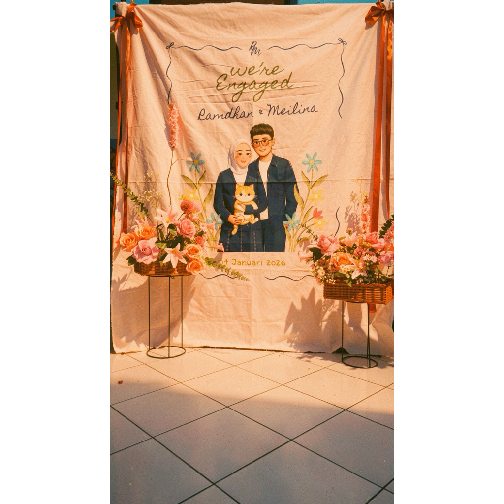 backdrop wedding dan lamaran aesthetic backdrop custom estetik spanduk estetik linen welcome signs l