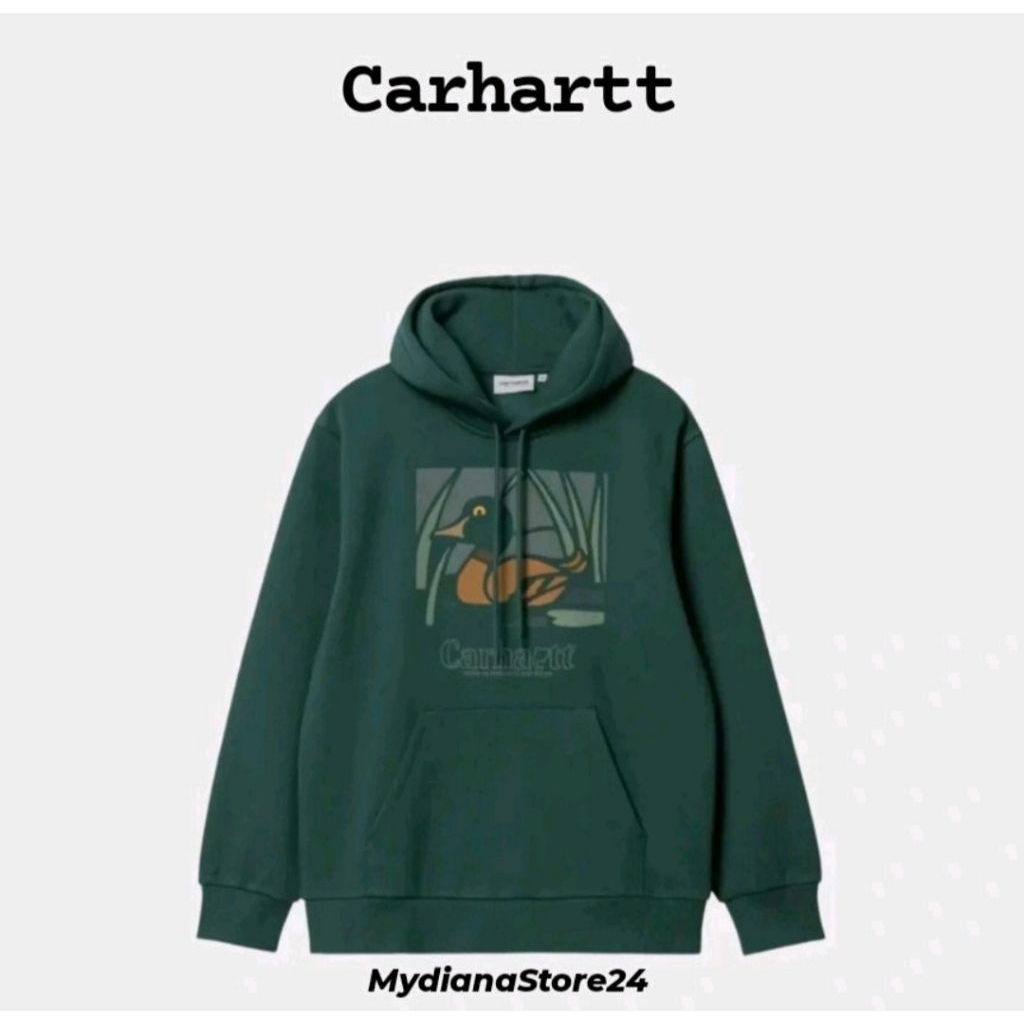CARHARTT  - CARHARTT WIP HOODED DUCK POND SWEATSHIRT - JUNIPER
