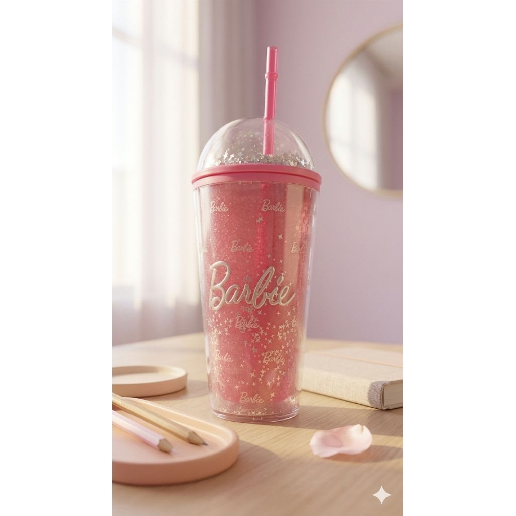 Barbie Glitter Tumbler – Pink Edition MINISO x BARBIE