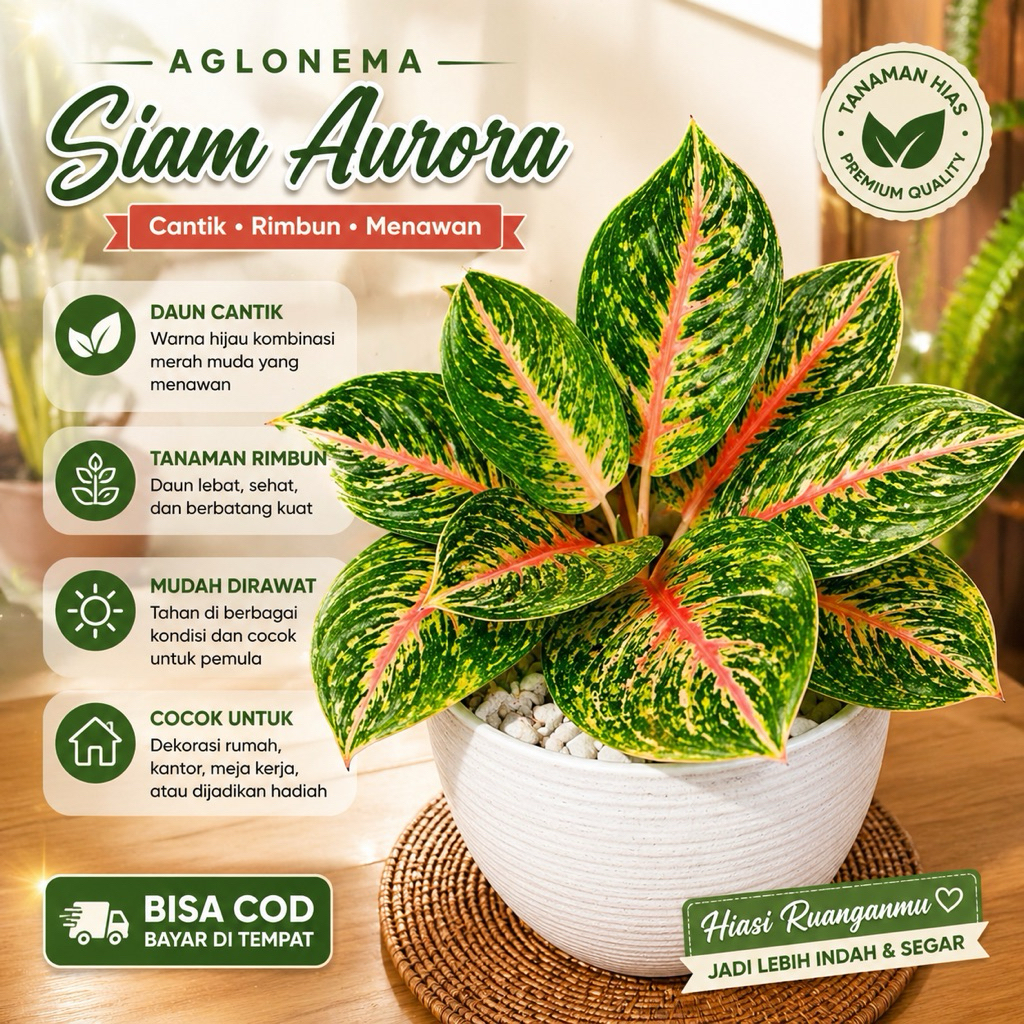 Aglonema Big Papa/Aglonema Siam Aurora Mutasi Asli Si Ratu Daun Kualitas Terbaik