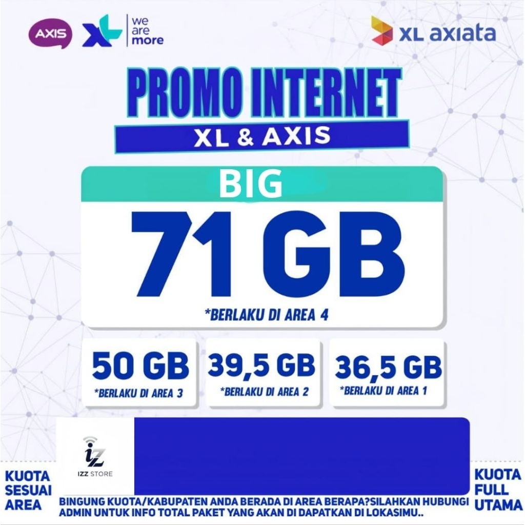 Paket Data Kuota Murah XL Axis BIG FULL KUOTA UTAMA 24 Jam Garansi Resmi