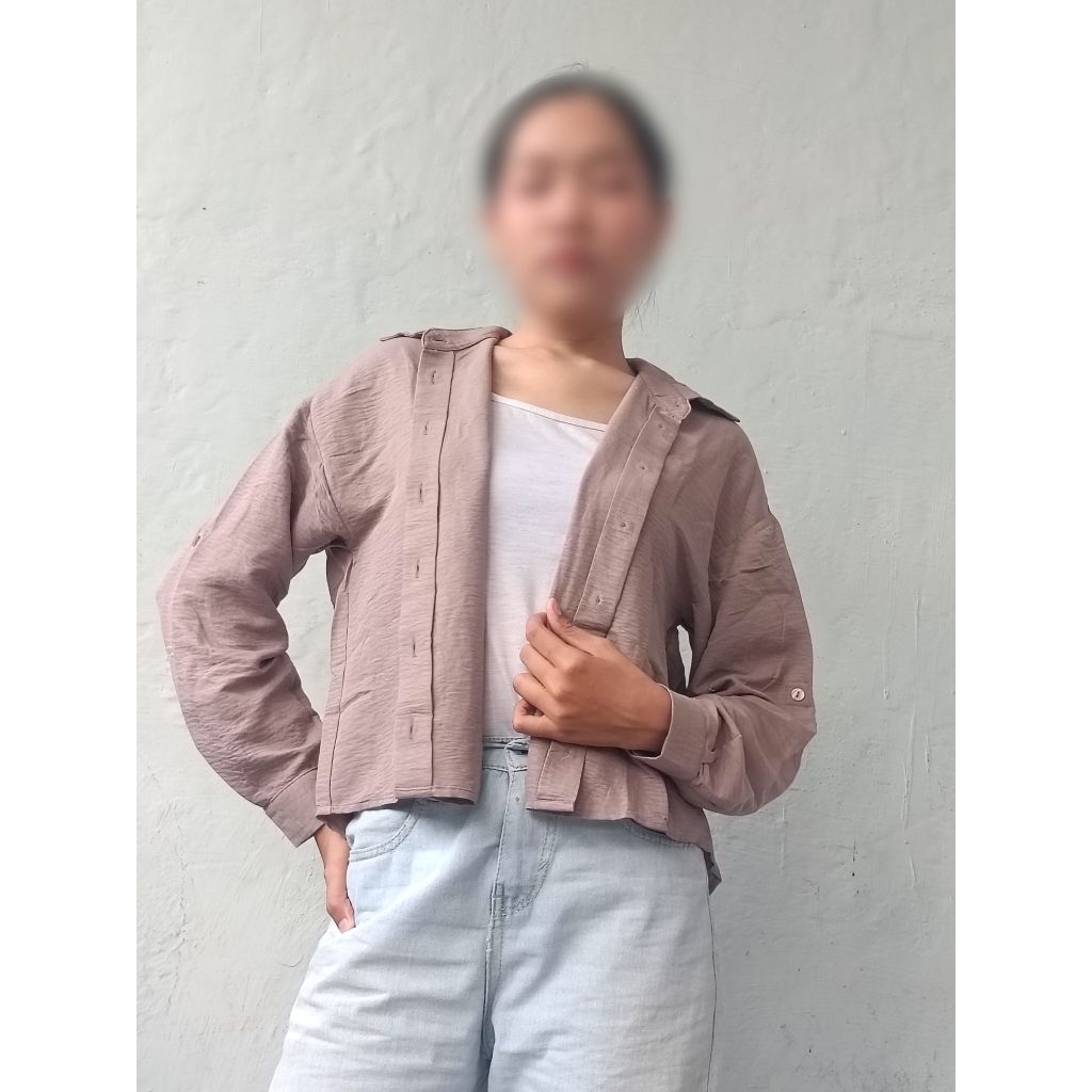 kemeja lengan panjang Mississippi / kemeja kerja wanita / kemeja polos