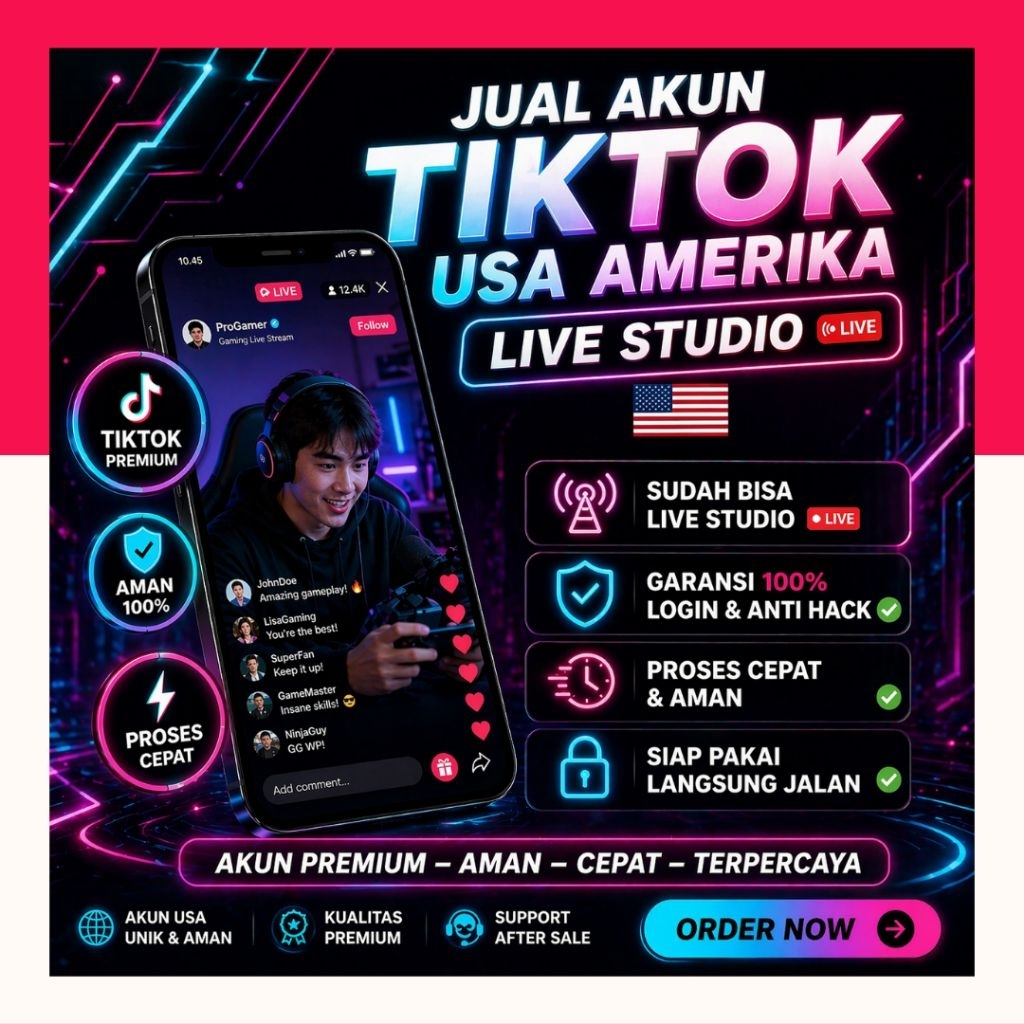 Akun Tiktok Live Aktif Negara Usa Amerika Live Ponsel dan Live Studio