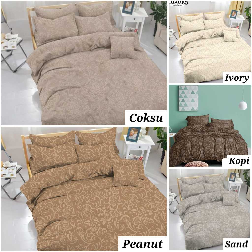 Sprei Sorong 2in1 Bahan Emboss Motif Bunga Timbul Aneka Warna Cantik Elegan Size 90 100 120 | Sprai 