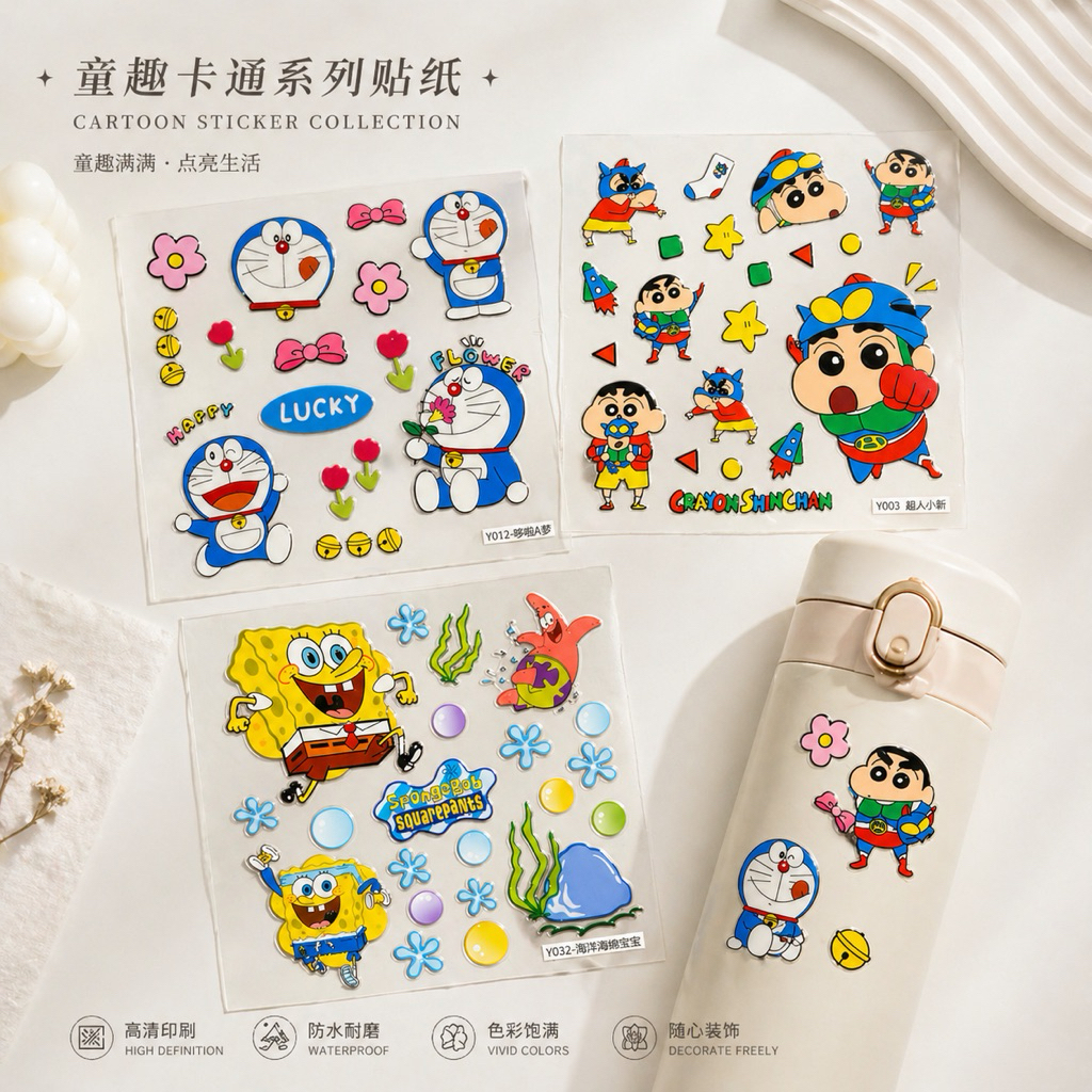 Sticker Tumbler / Sticker Casing Doraemon Sinchan & Spongebob