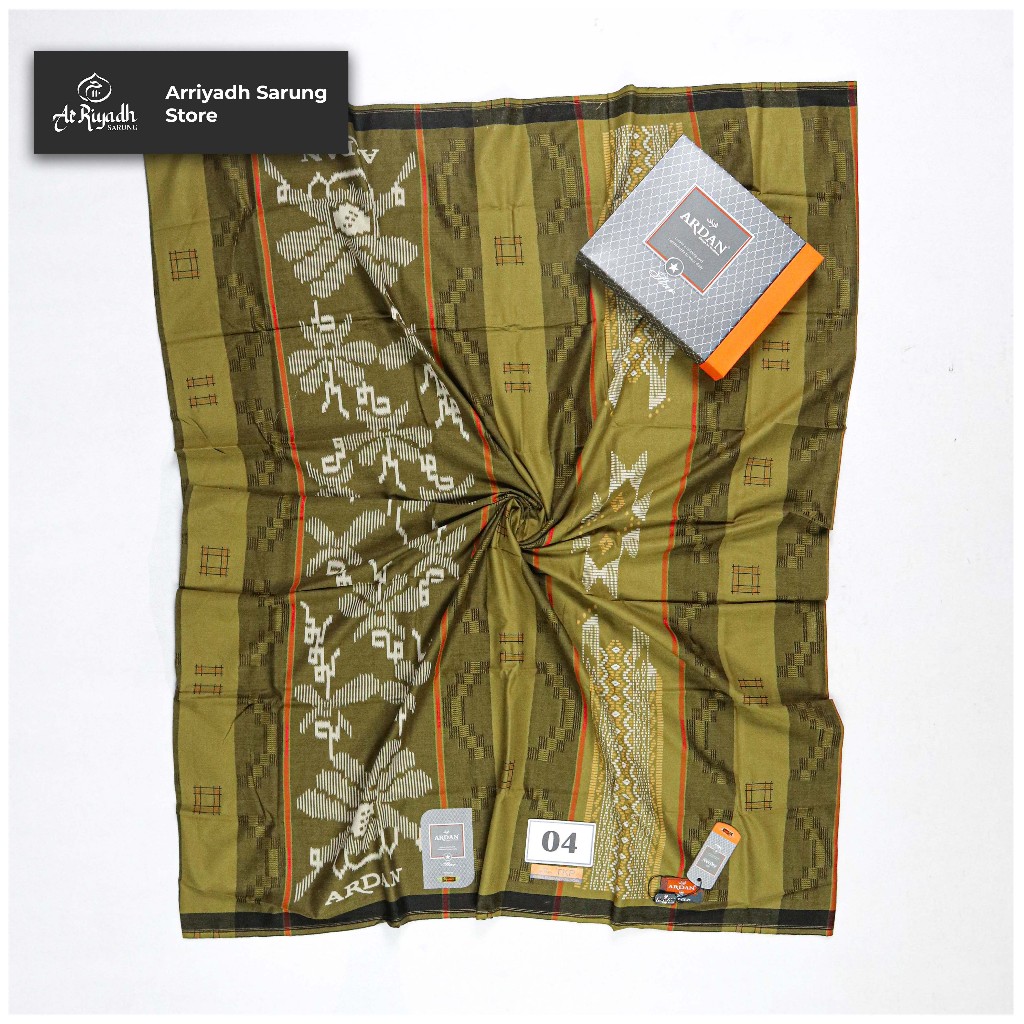 Sarung ARDAN Star Hitam Putih Songket Timbul Kombinasi Bahan Lembut Adem Nyaman