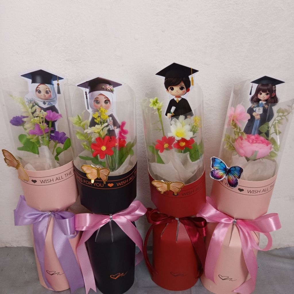 Buket Bunga Mika buket wisuda ultah / buket anak sekolah TK SD SMP SMA