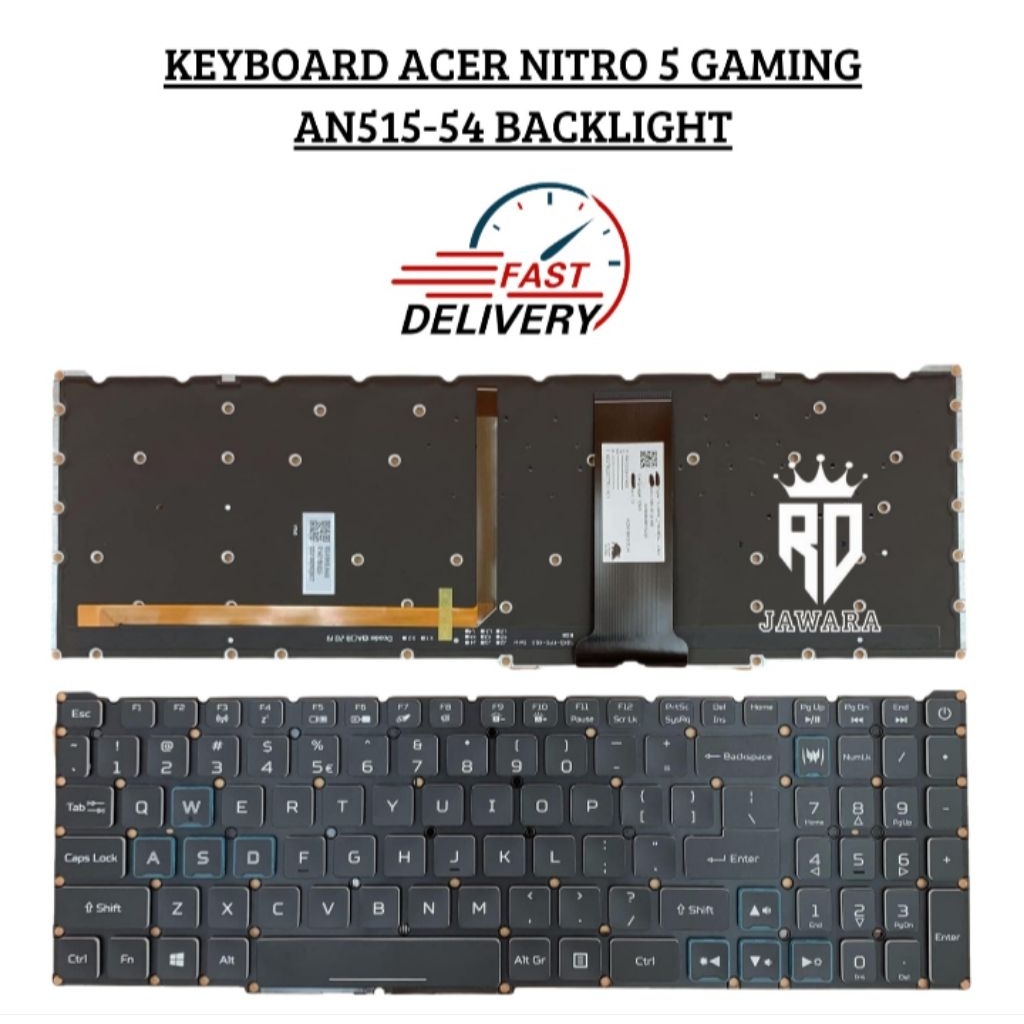KEYBOARD ACER NITRO 5 AN515 AN515-52 AN15-53 AN515-54 AN515-55 AN515-56 AN515-57 AN515-58 HITAM BACK