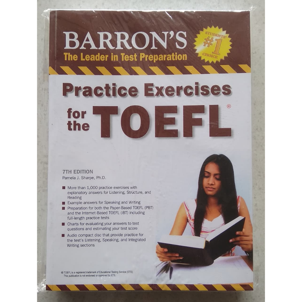 BUKU ORIGINAL Barron's Practice Exercises for TOEFL 7th Edition