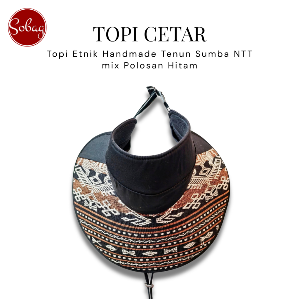 TOPI CETAR Tenun Tangan Sumba NTT mix Polosan Hitam