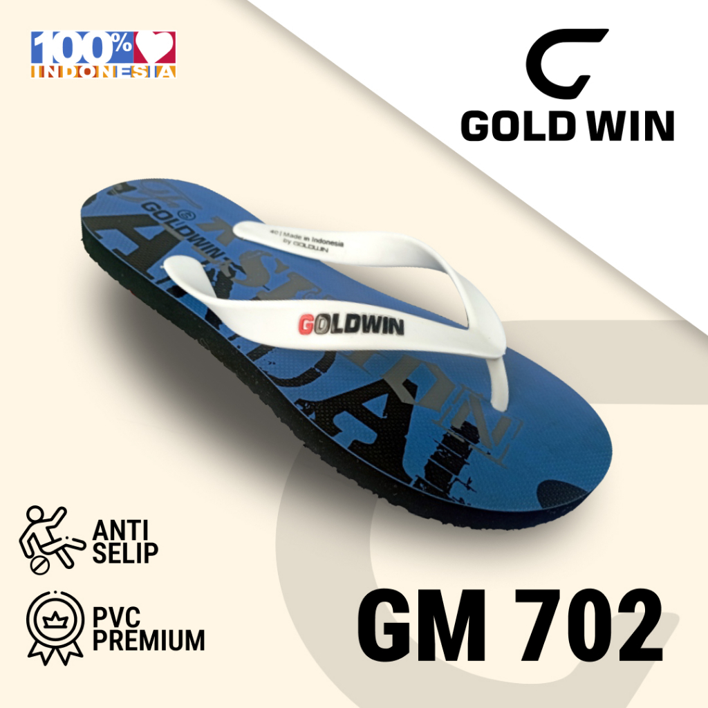 Sandal Jepit GOLDWIN GM 702 Biru Putih Anti Slip Premium Size 38–42