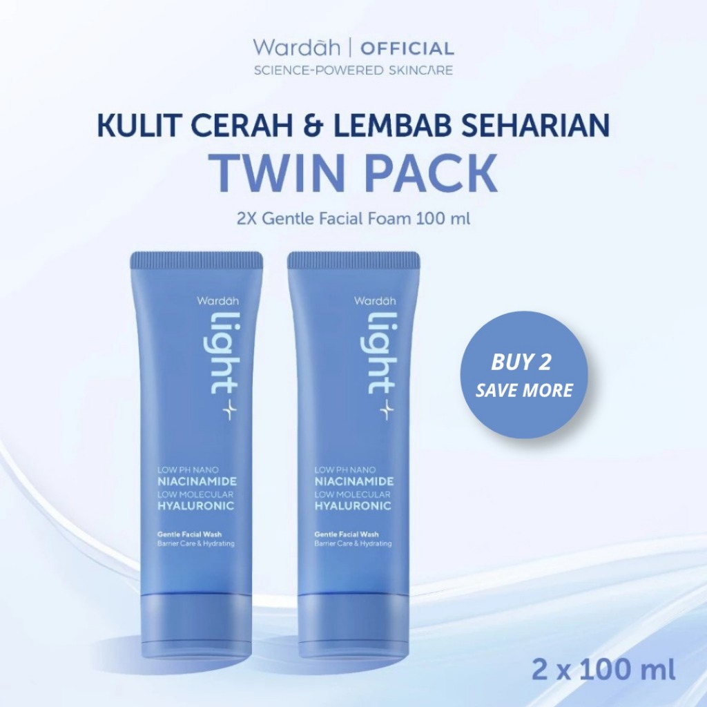 WARDAH Lightening Low pH Nano Niacinamide Low Molecular Hyaluronic Gentle Facial Wash 100 ml Twinpac