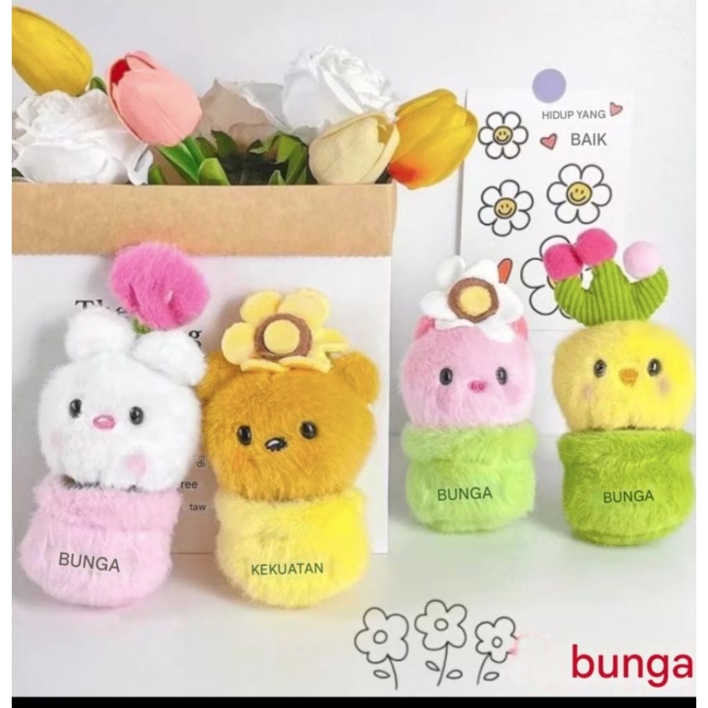 Delunashop DL887A gantungan kunci ganci flower lucu dan barang premium boneka korea