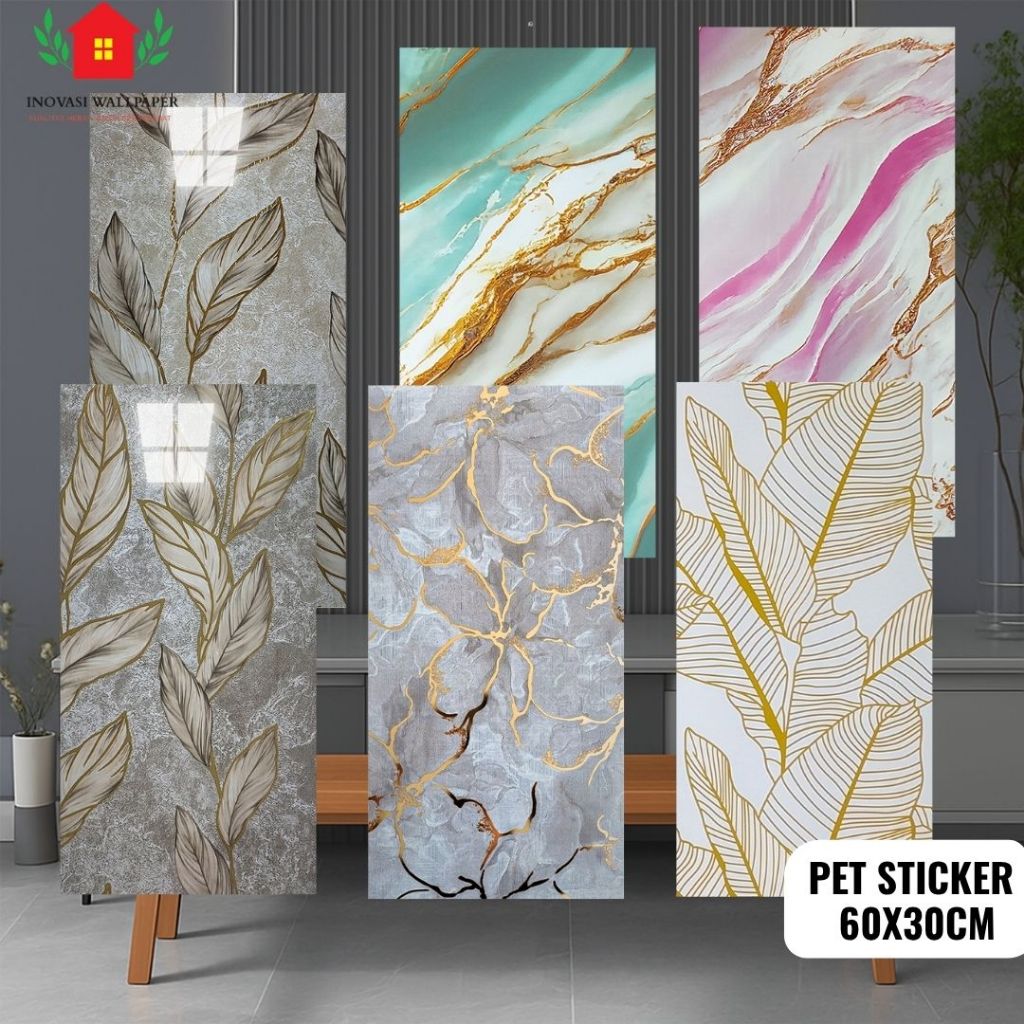 [30cm x 60cm]Wallpaper Dinding Vinyl Marble PAKET 20 Lembar Stiker Keramik Marbel Granit PVC Tebal 2