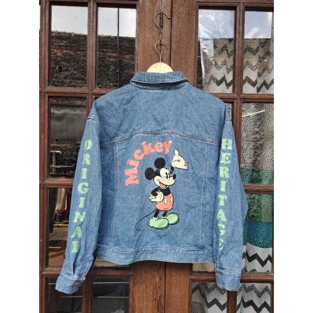 Disney Mickey Mouse x Frankstone Denim Jacket Boxy Fit Women Medium