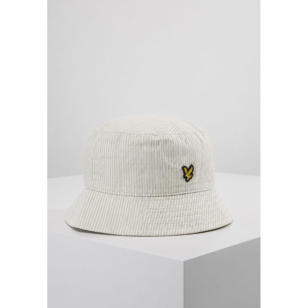 Lyle And Scott Original Stripe Bucket Hat In Ecru White