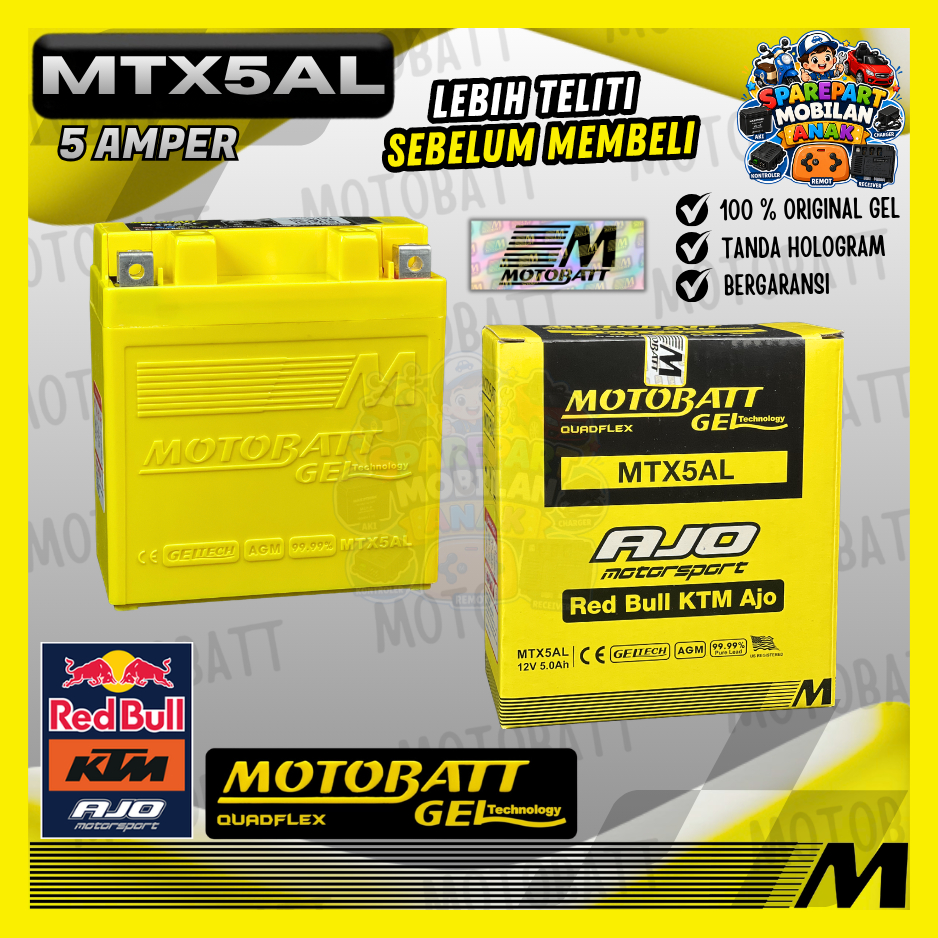 OFFICIAL MOTOBATT GEL MTX5AL 5 AH ORIGINAL AKI MOTOR SUZUKI TITAN SATRIA LUMBA SMASH SHOGUN 110