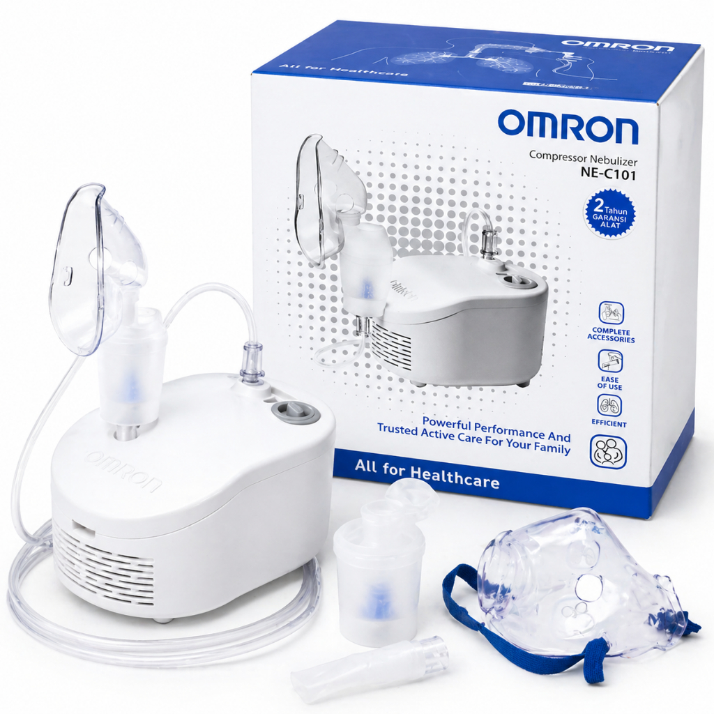 OMRON Nebulizer NE-C101 Mesin Uap Inhalasi Batuk Pilek Anak Dewasa – Alat Uap Praktis dan Efektif