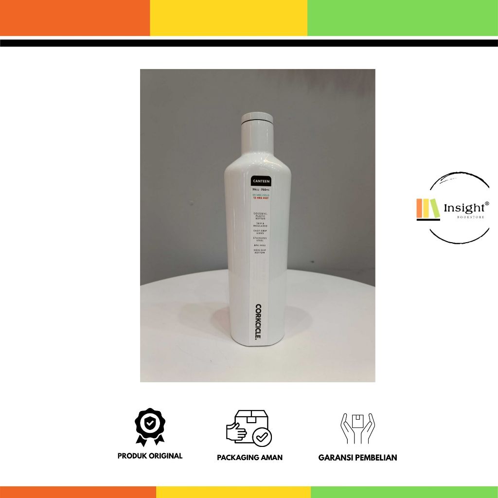 Tumbler Corkcicle original 20/99 | Corkcicle Canteen warna Gloss White, ukuran 25oz atau 750ml | Cor