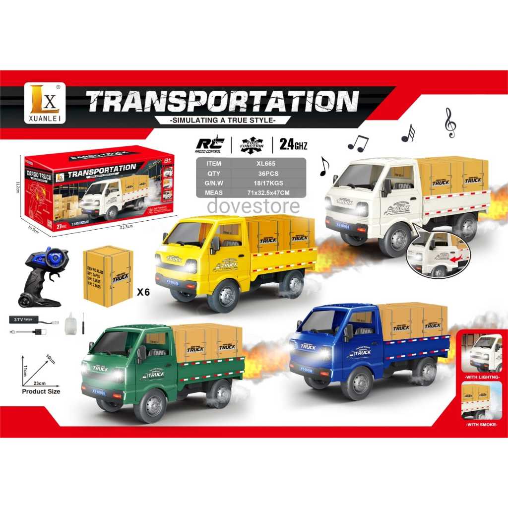 MAINAN MOBIL REMOTE KONTROL TRUK KARGO CARGO SUZUKI CARRY PICK UP BOX RC CAR