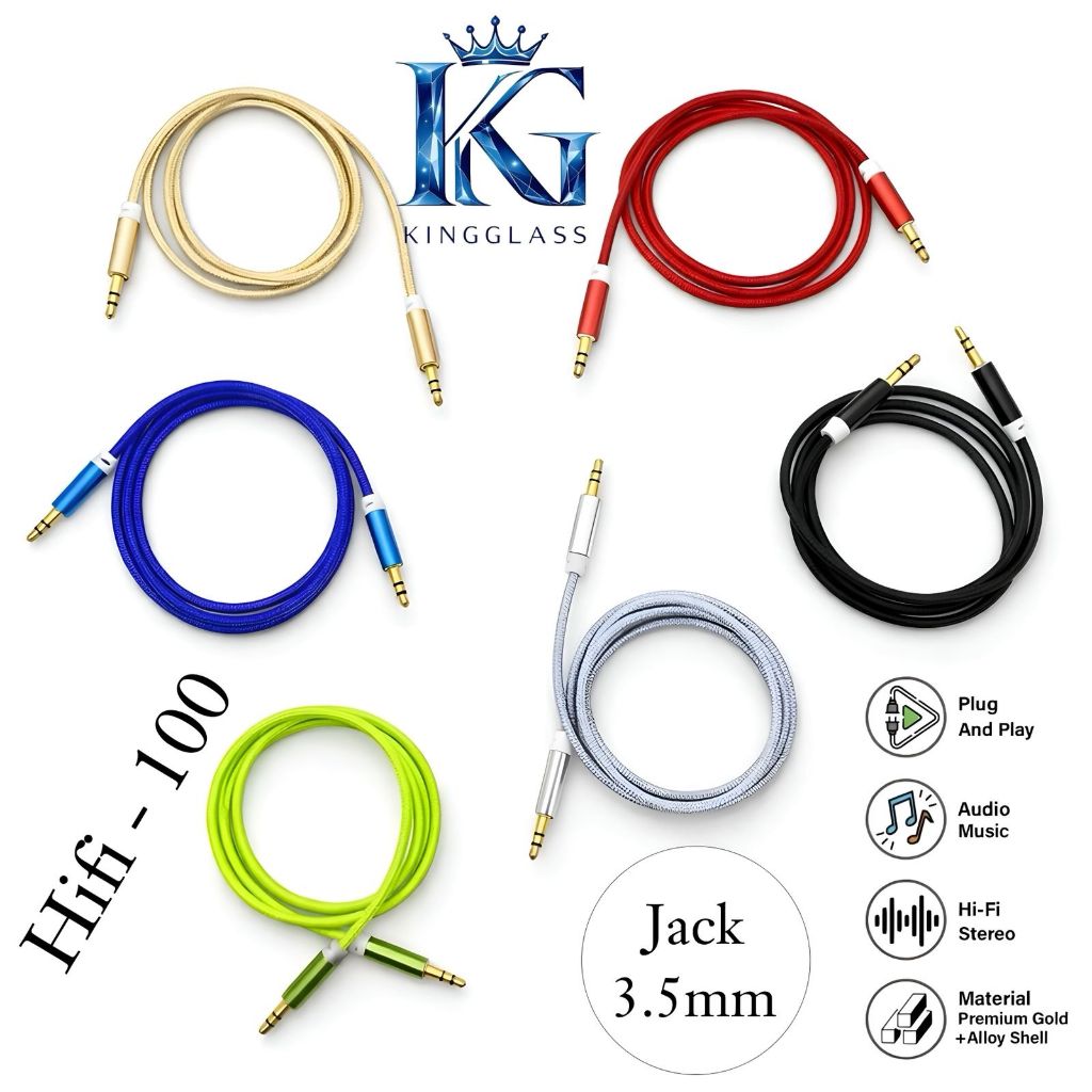 Vibox Kabel Aux Hifi-100 Hifi Gold Plated Kabel Audio Aux Nylon Audio Beats 3.5MM To 3.5MM Male To M