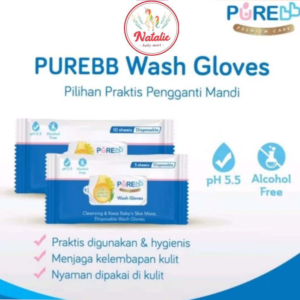 PURE BABY Wash Glove isi 10s Praktis Pengganti Mandi